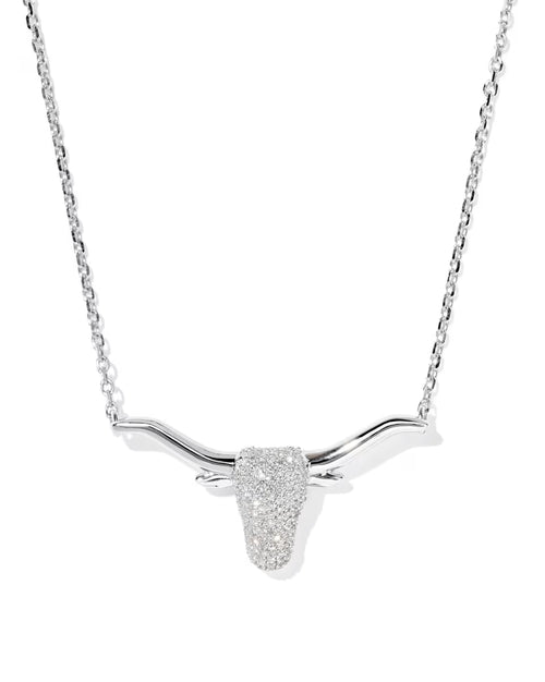 0.29 ct Longhorn Pendant Necklace in Pave Diamond and 14k Yellow Gold