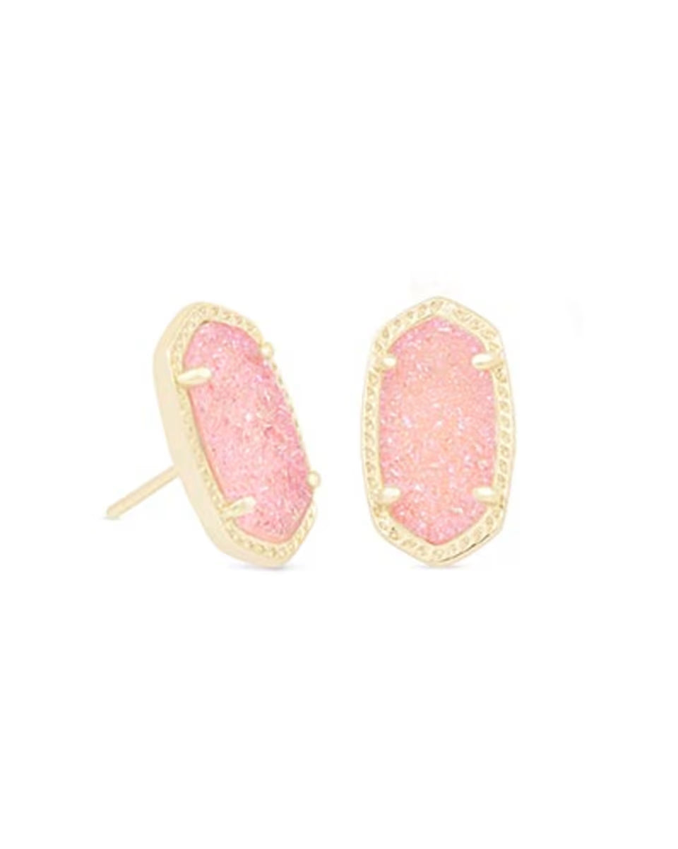 Ellie Gold Stud Earrings in Iridescent Drusy