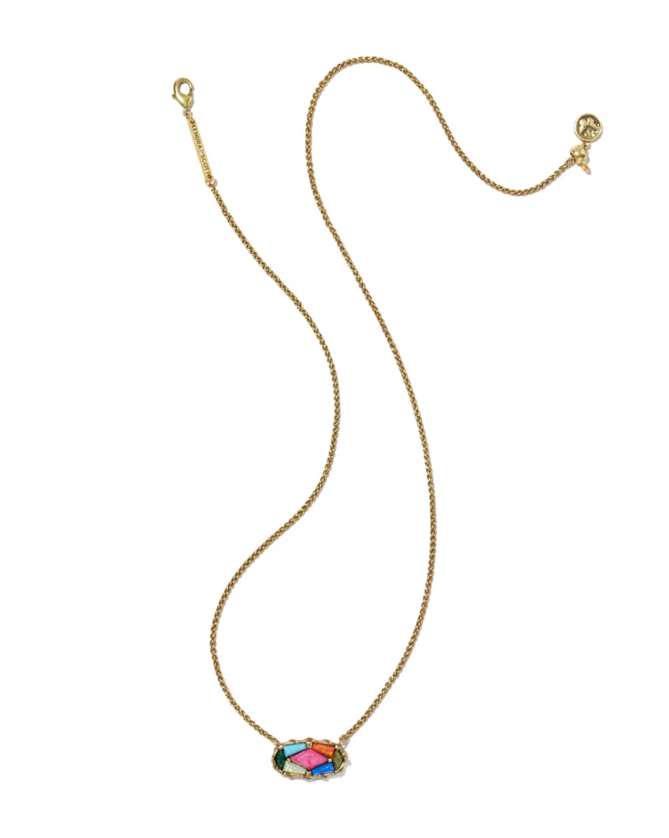 Dolly Parton x Kendra Scott Patchwork Elisa Vintage Gold Short Pendant Necklace