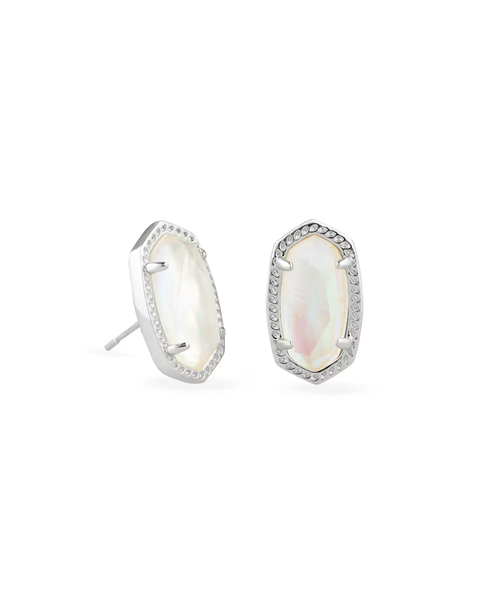 Ellie Silver Stud Earrings in Platinum Drusy