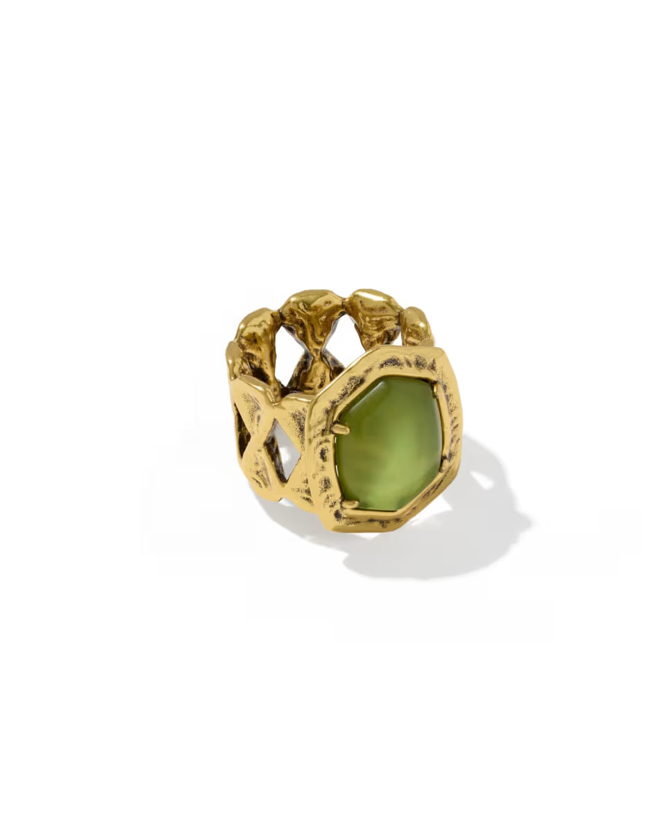Tiger Striped Daphne Gold Cocktail Ring