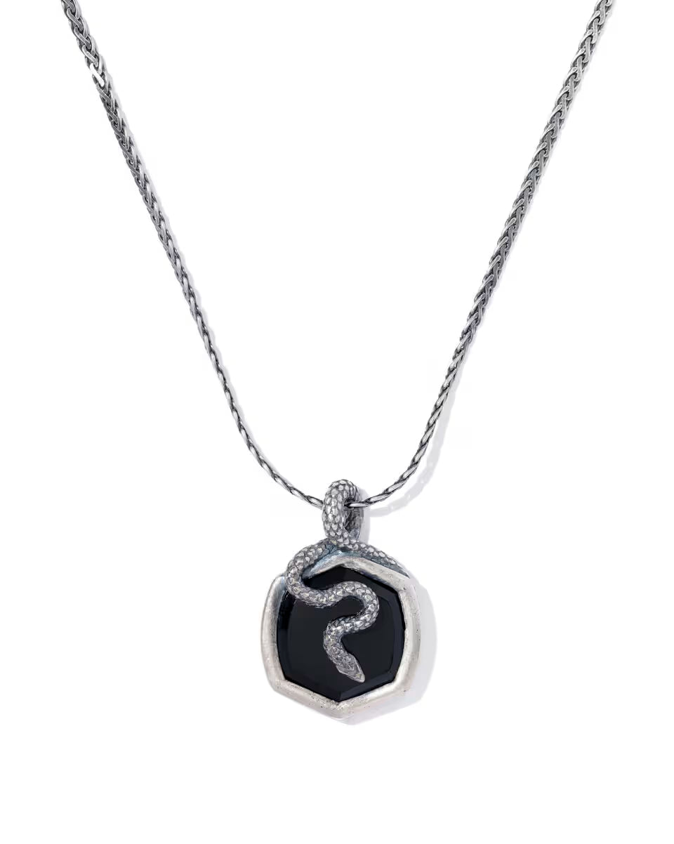 Phoenix Oxidized Sterling Silver Stone Charm Necklace