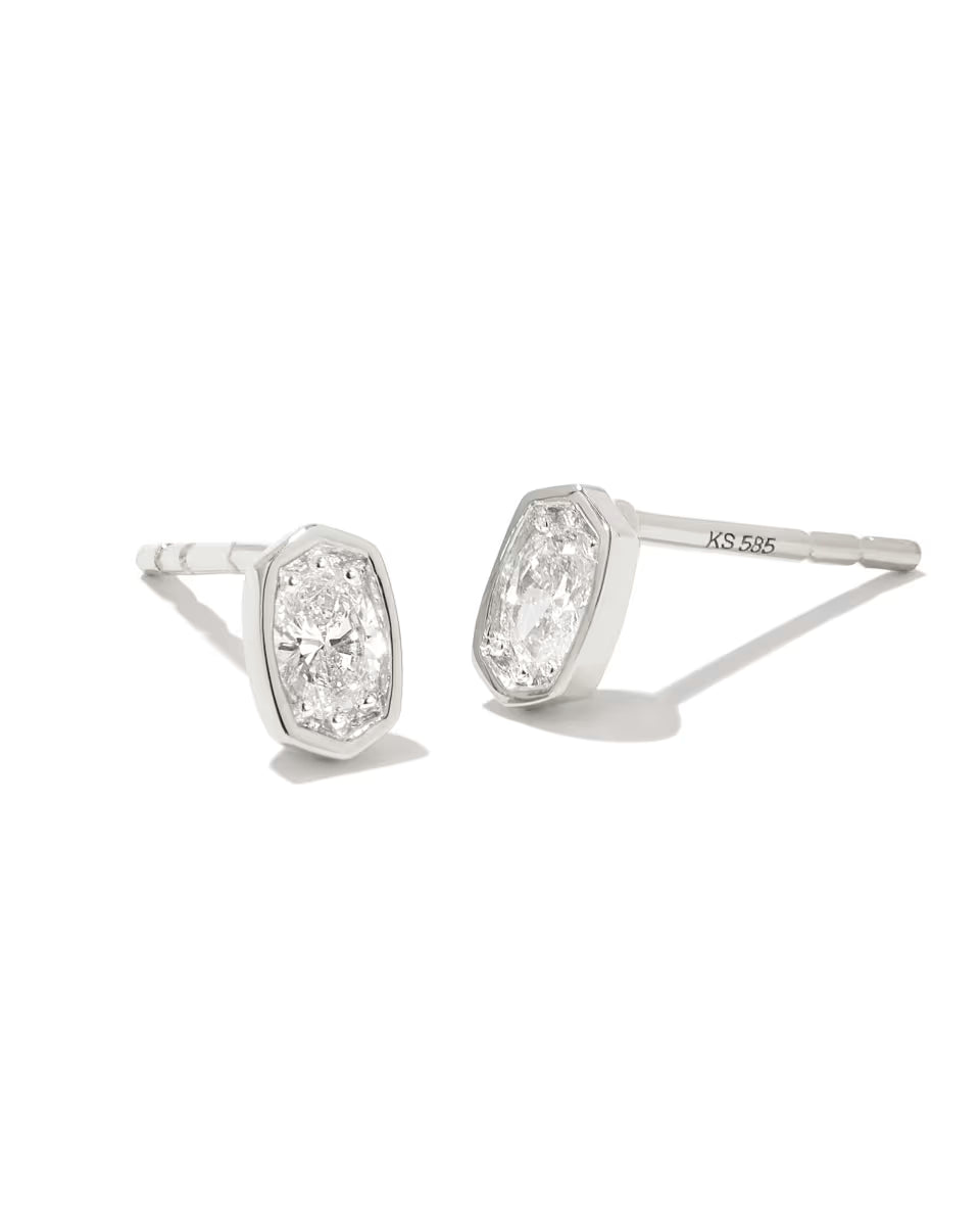 0.22 ct Marisa 14k White Gold Oval Solitaire Stud Earrings in White Diamond