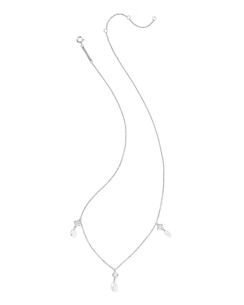 0.21 ct Lab Grown Diamond Dira 14k White Gold Pearl Strand Necklace