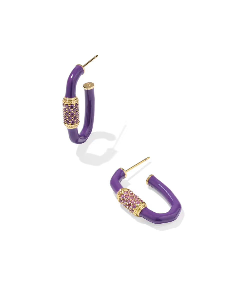 Emery Gold Enamel Hoop Earrings