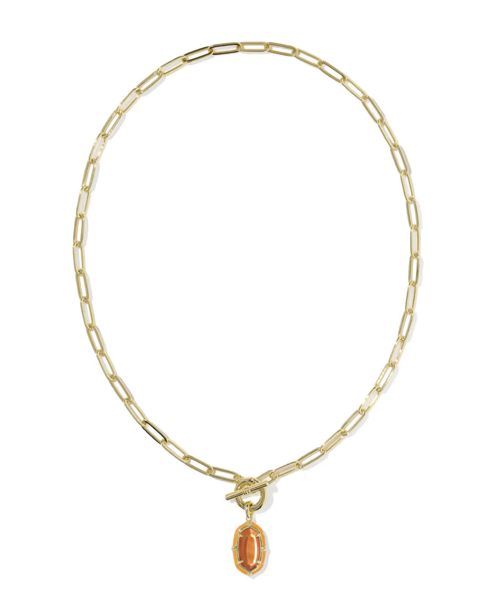 Elisa Gold Enamel Link and Chain Necklace