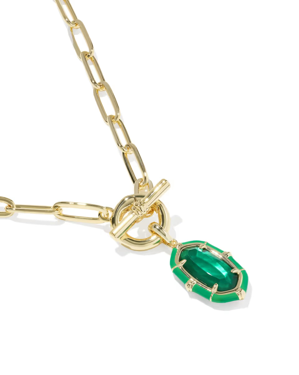 Elisa Gold Enamel Link and Chain Necklace