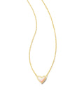 Framed Ari Heart Gold Short Pendant Necklace in Light Pink Drusy