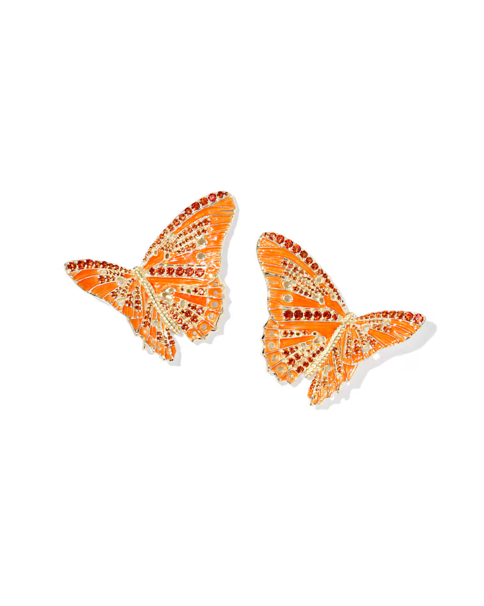 Cailey Enamel Butterfly Gold Convertible Statement Earrings