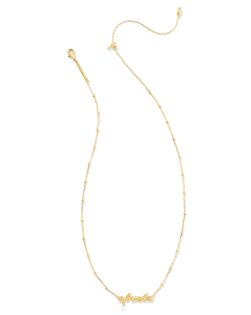 Abuela Script Pendant Necklace in Gold