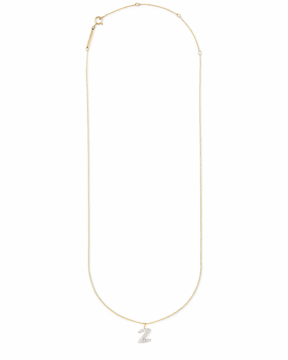 Diamond Letter H Pendant Necklace in 14k Yellow Gold