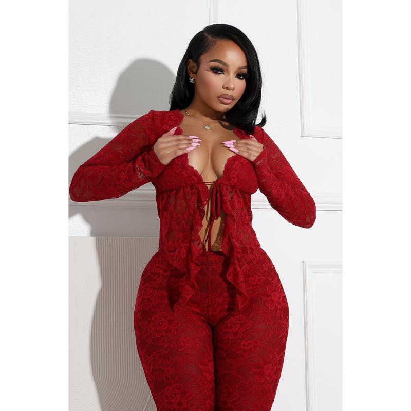 Everly Lace Top & Wide Pants SET