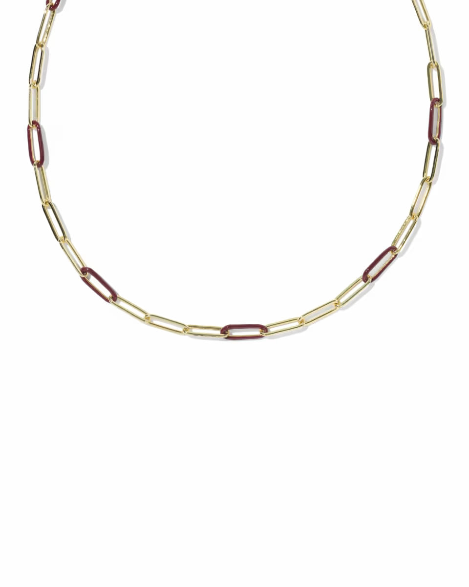 Courtney Gold Enamel Link and Chain Necklace