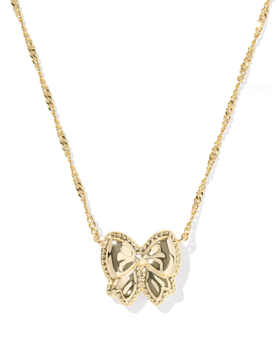 Haley Bow Gold Short Pendant Necklace