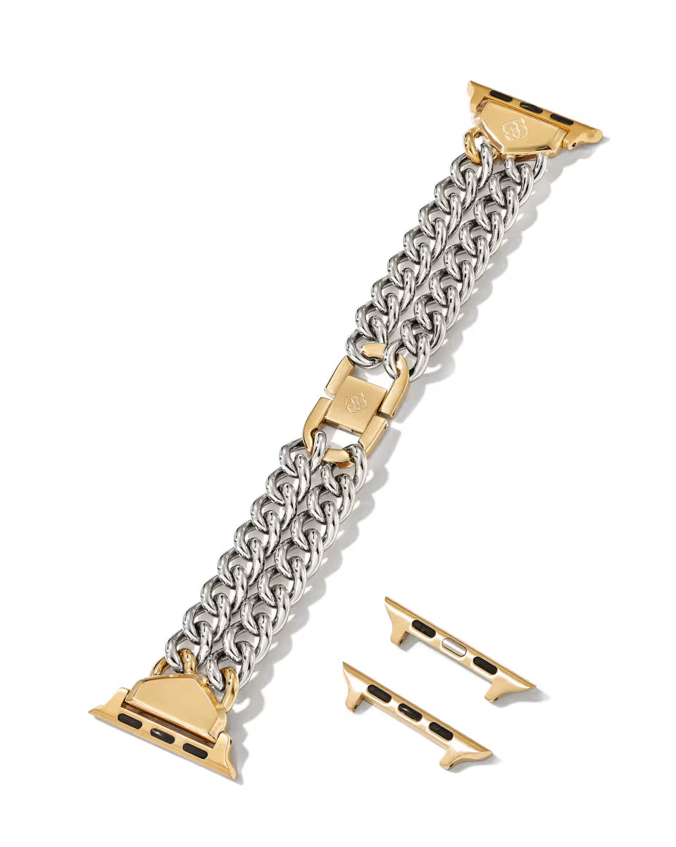 Whitley Double Chain Watch Band in Gold Tone Stainless Steel