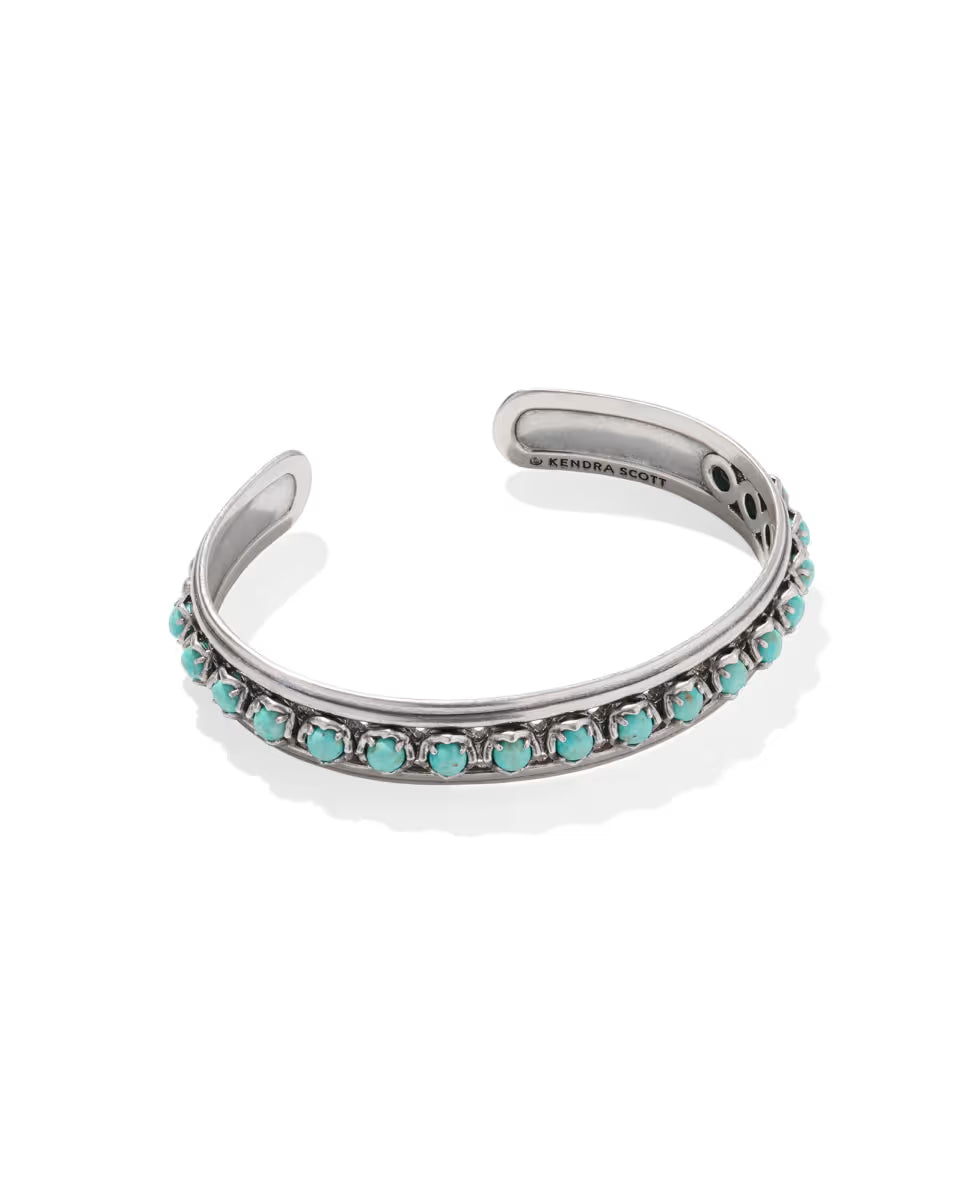 Ida Vintage Gold Cuff Bracelet in Variegated Turquoise Magnesite