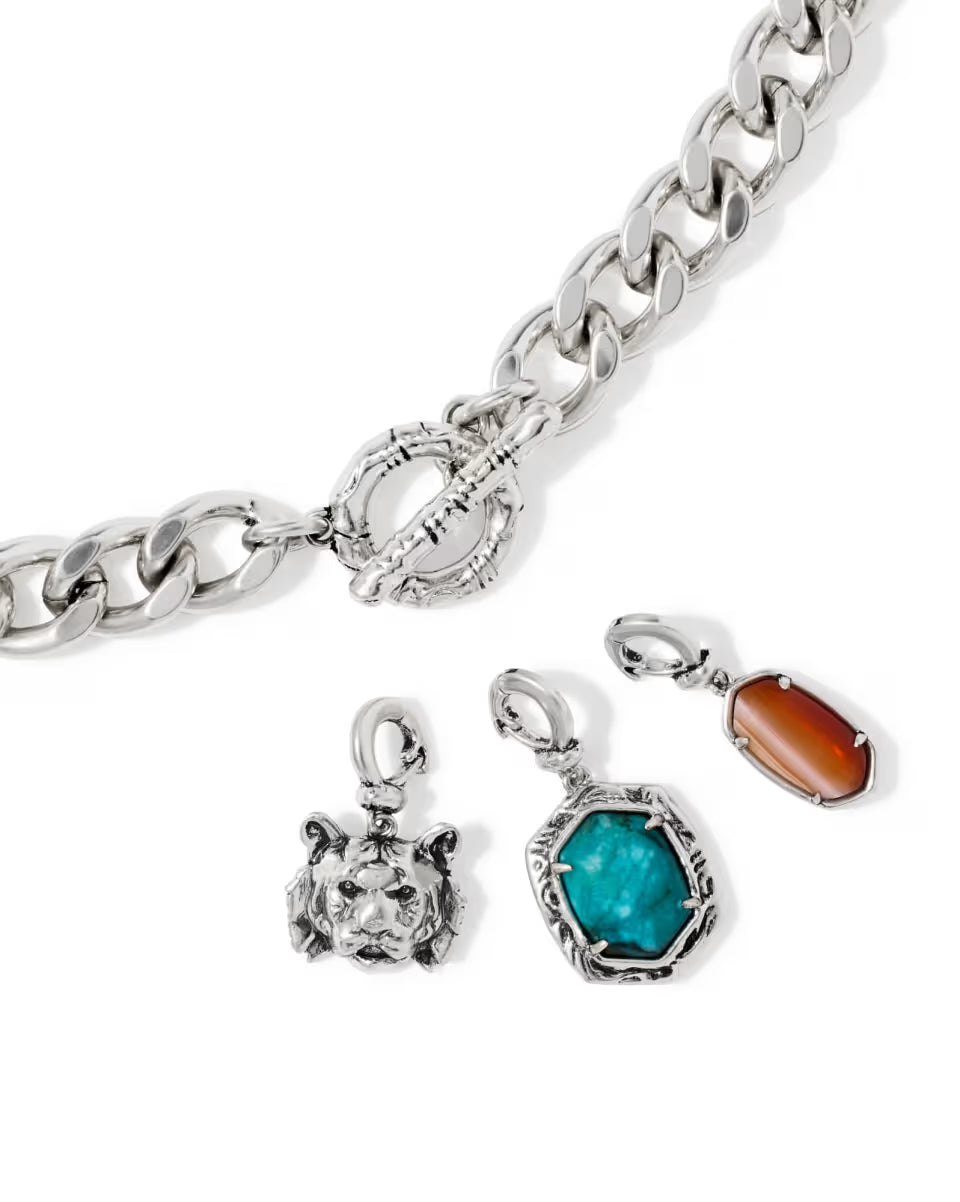 Raina Vintage Silver Charm Necklace