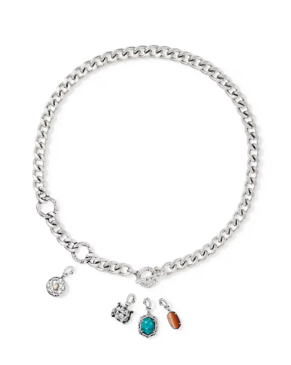 Raina Vintage Silver Charm Necklace