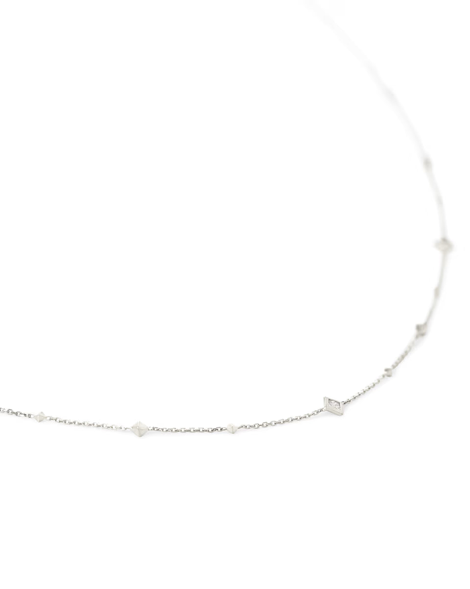 Michelle 14k Yellow Gold Strand Necklace in White Diamond