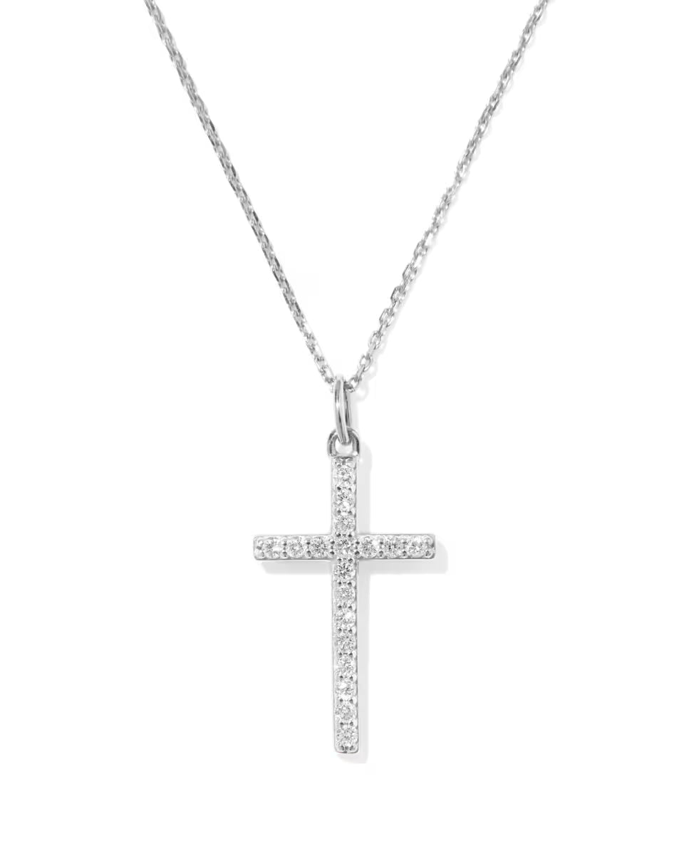 0.23 ct Lab Grown Diamond Cross Pendant Necklace in 14k Yellow Gold