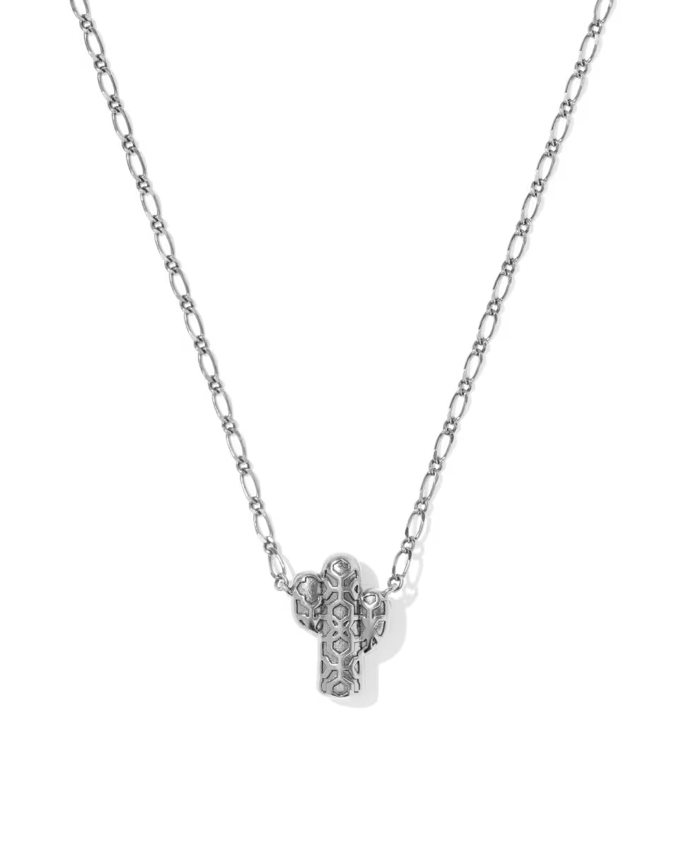 Tiny Cactus Vintage Gold Short Pendant Necklace