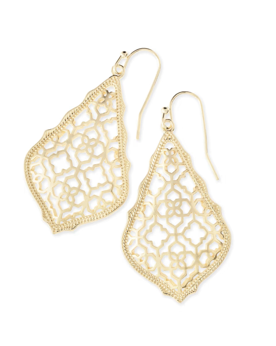 Addie Gold Drop Earrings in Silver Filigree Mix