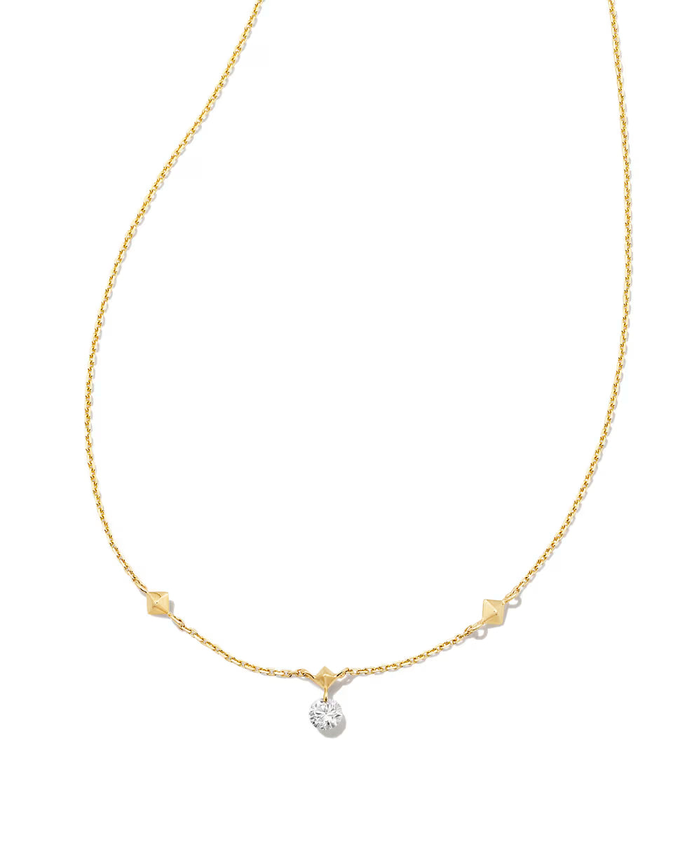 0.1 ct Floating Lab Grown White Diamond Pendant Necklace in 14k Yellow Gold