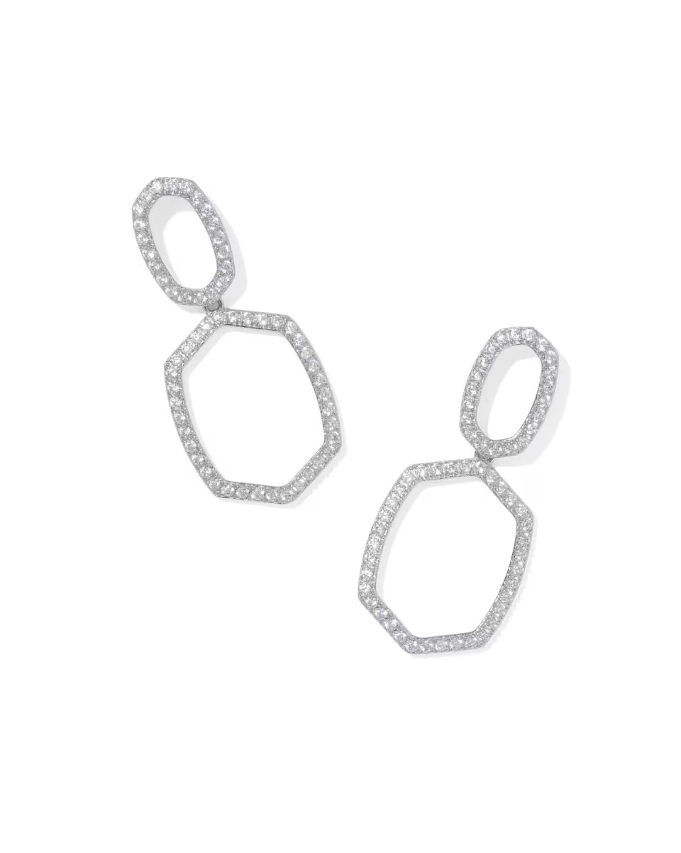 Daphne Pave Silver Open Frame Earrings