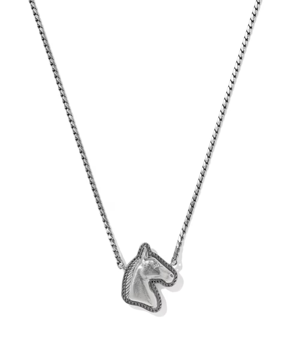 Horse Vintage Silver Short Pendant Necklace
