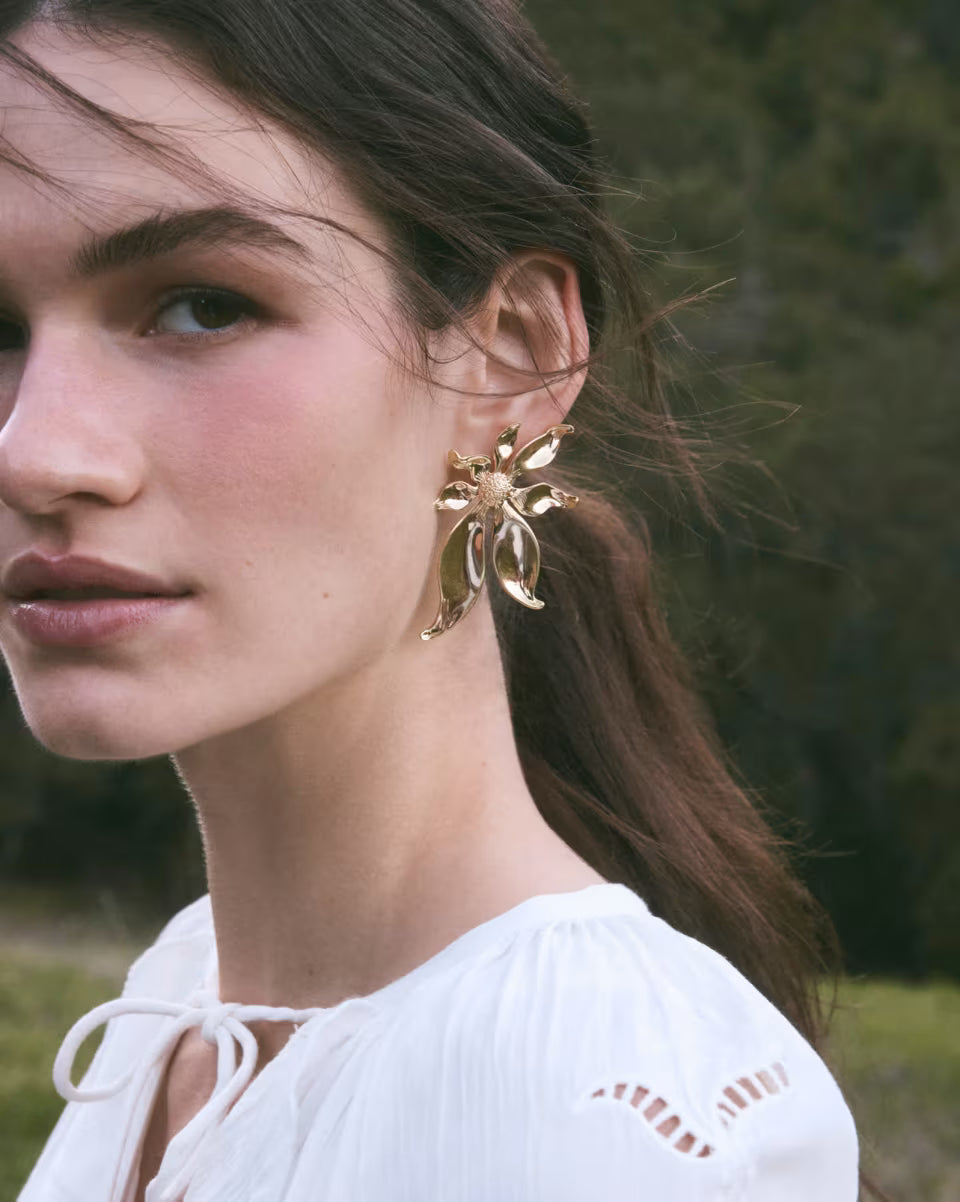 Anya Flower Gold Statement Earrings