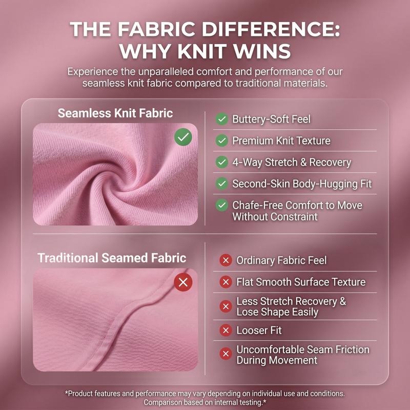 4-Pieces High Waist Tummy Control Side-Ribbed Butt-Lifting Seamless Knitted Shorts, Lightweighted Summer Shorts,  Stretchy Womenswear Bottom Peachy Shorts