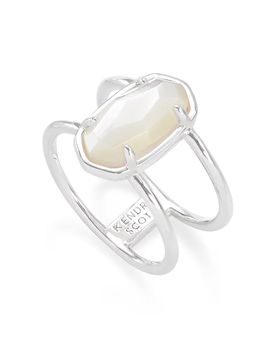 Elyse Sterling Silver Double Band Ring in Ivory Mother-of-Pearl