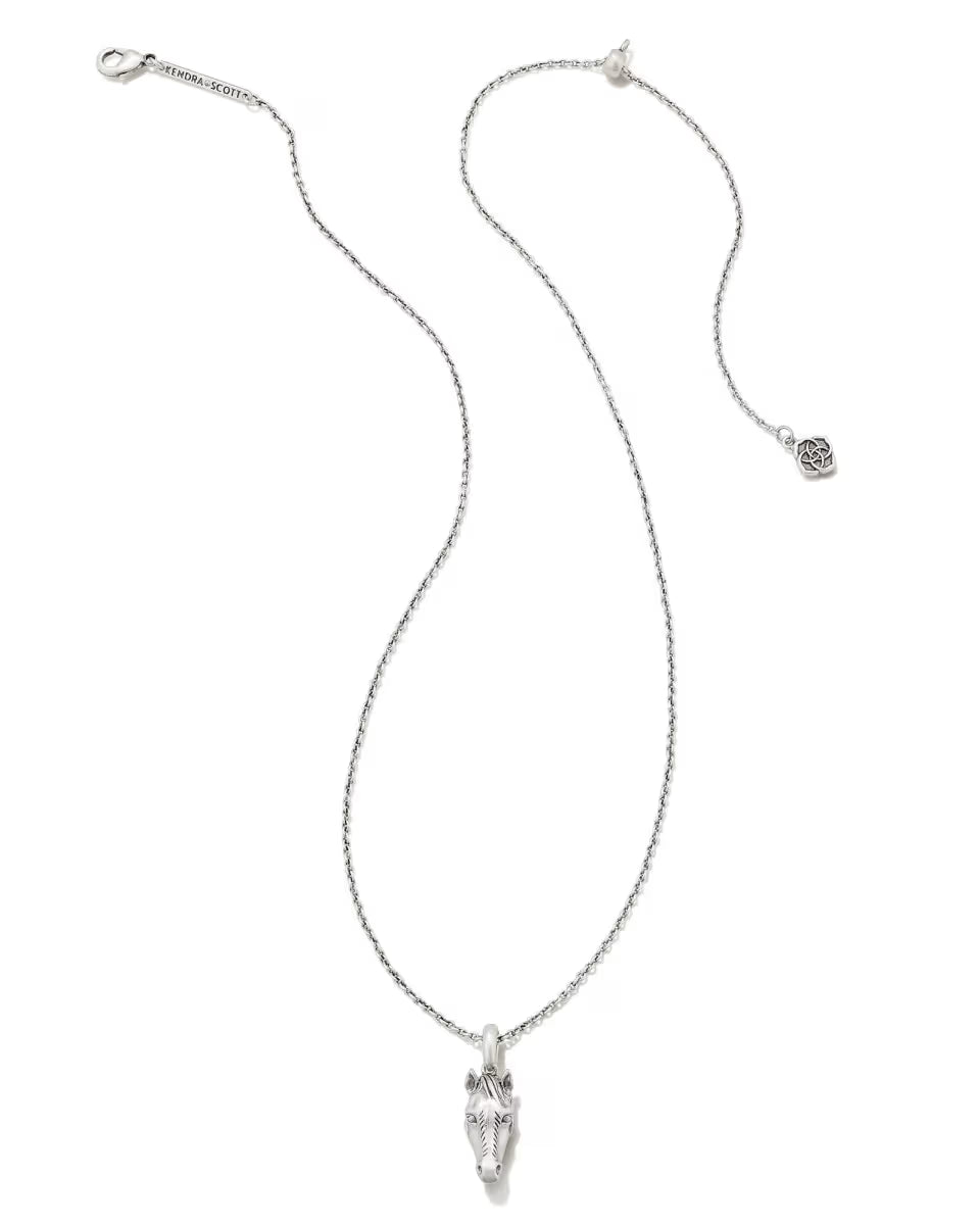 Beau Horse Pendant Necklace in Vintage Silver