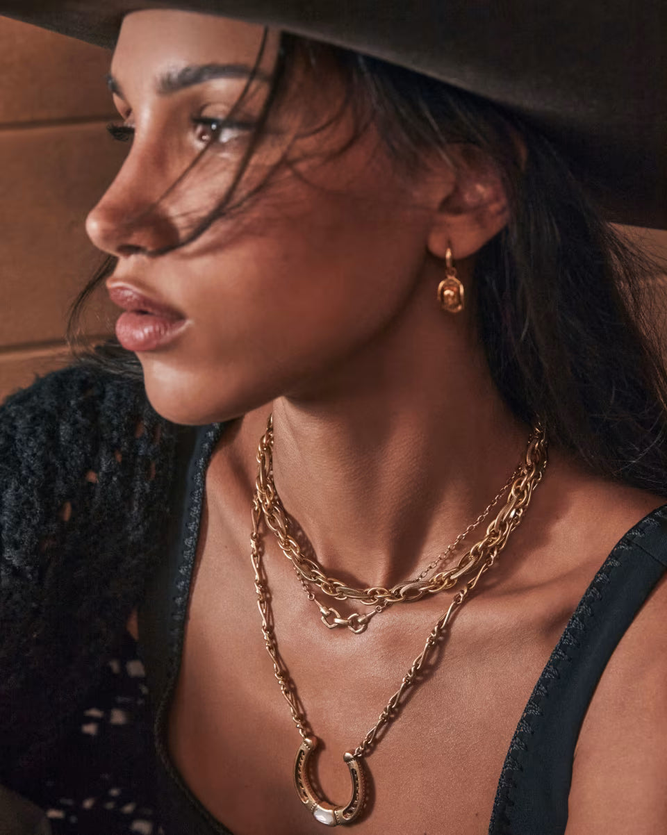 Melina Vintage Gold Link and Chain Necklace