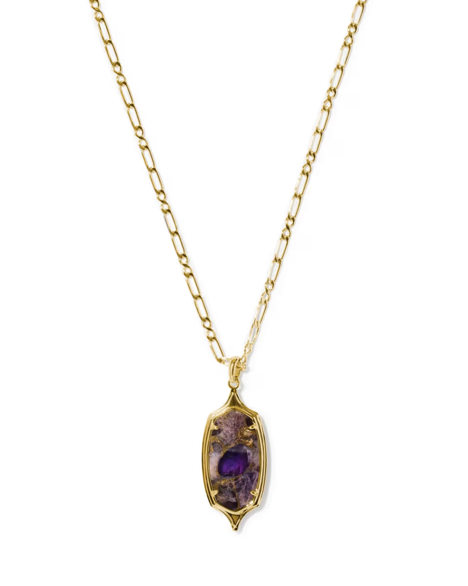 Dani Stepped Frame Gold Long Pendant Necklace