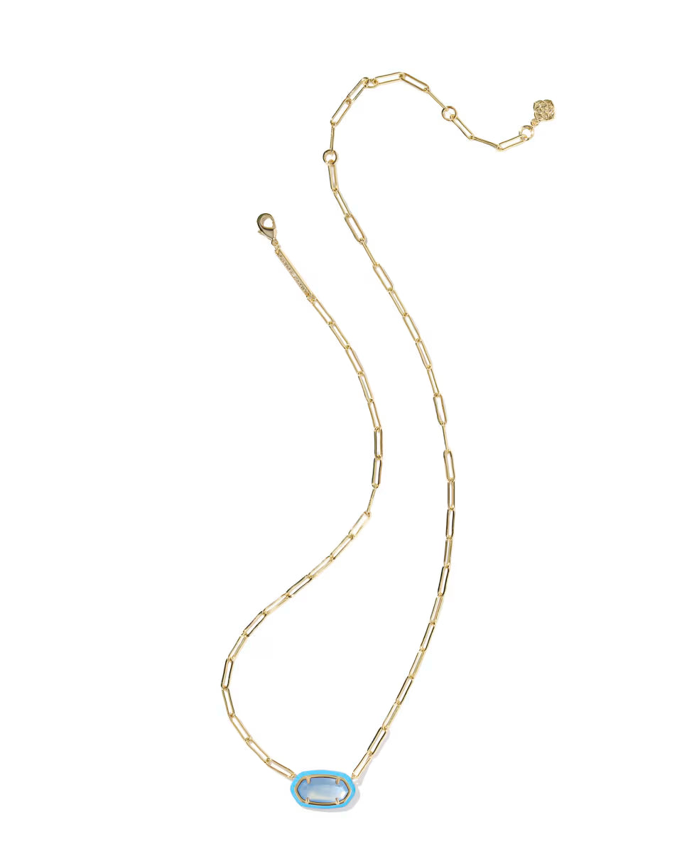 Elisa Enamel Frame Gold Paperclip Necklace