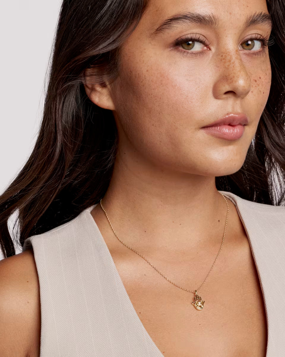 Hamsa Gold Short Pendant Necklace