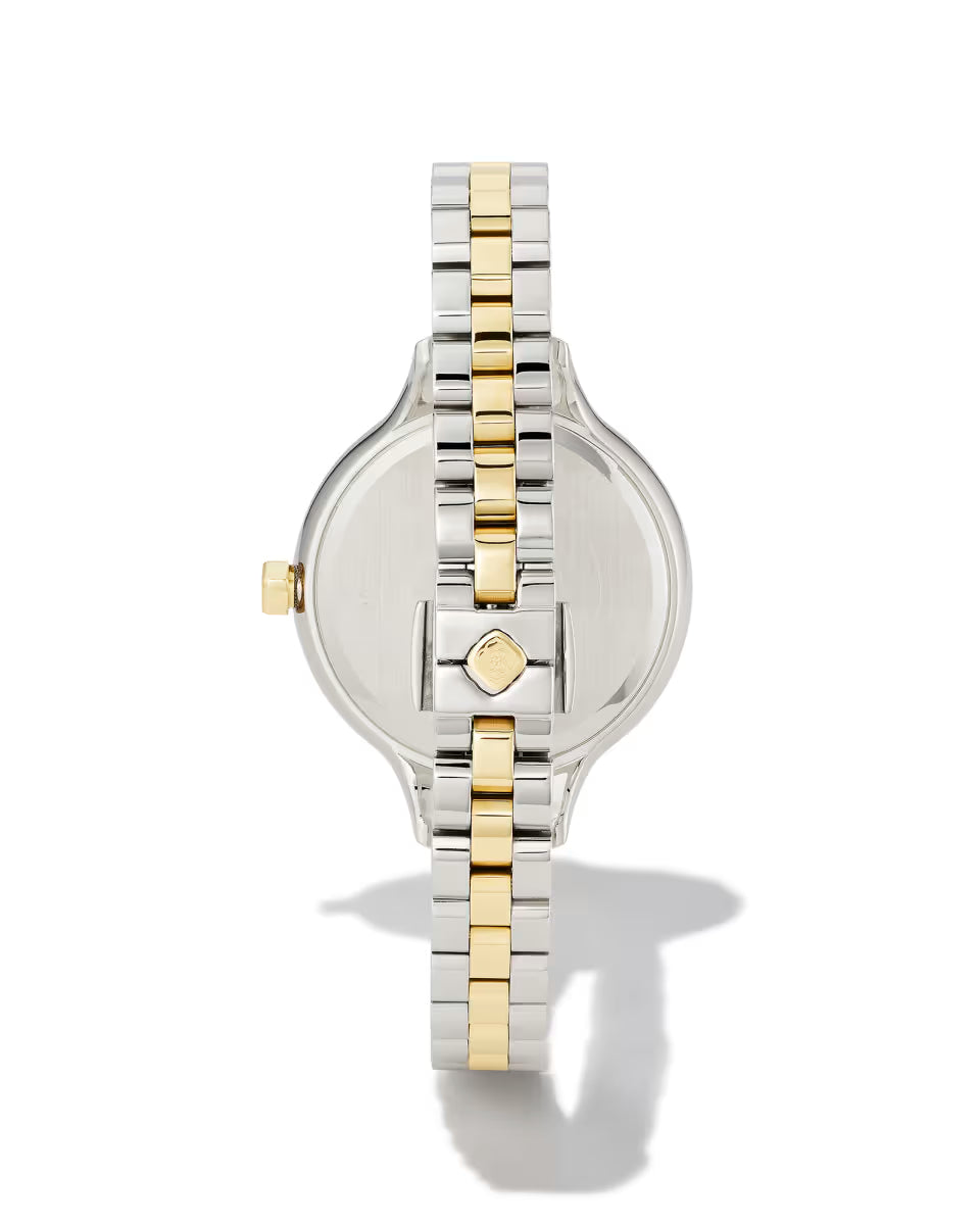 Alex Gold Tone Stainless Steel 35mm Narrow Watch in Ivory Mother-of-Pearl