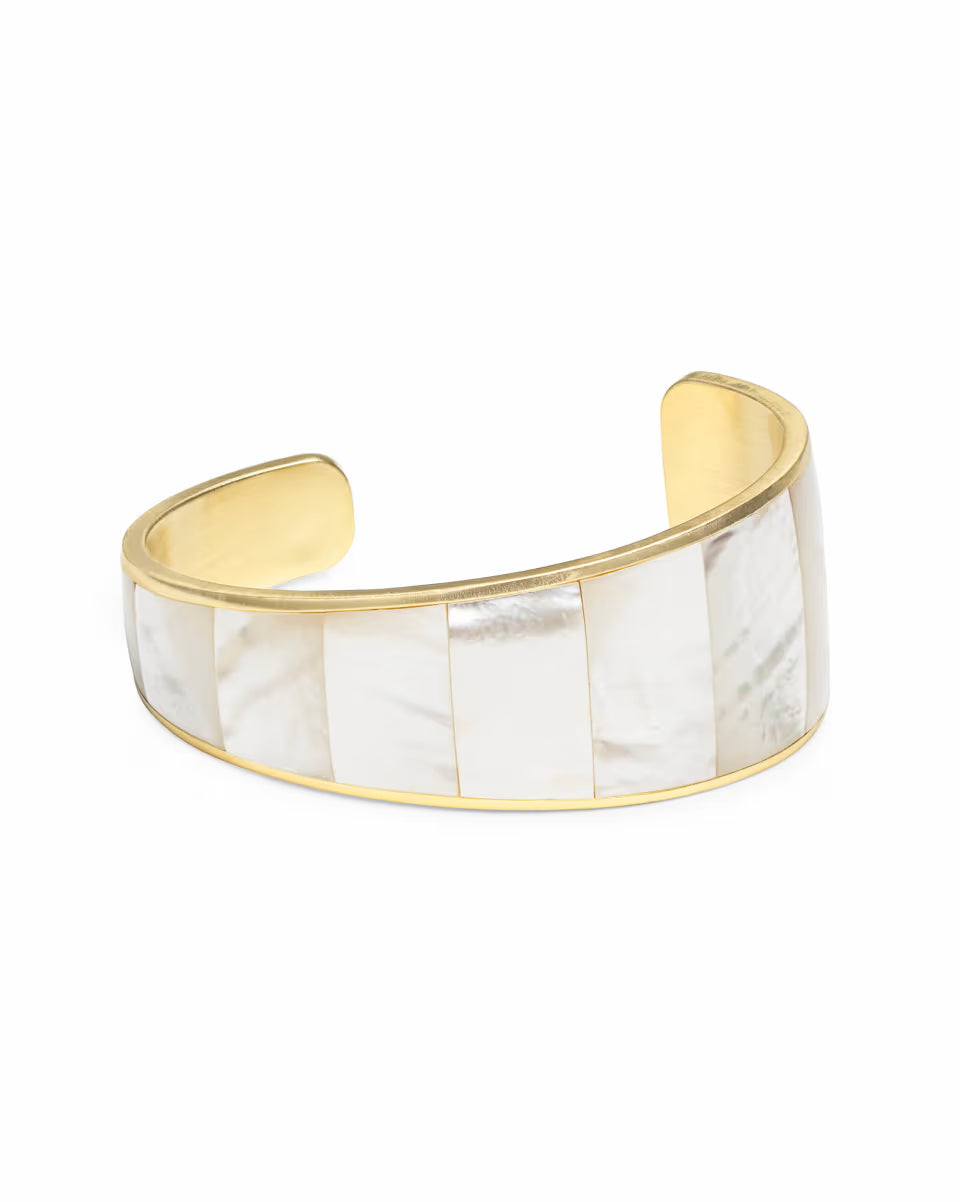 Tenley Gold Shell Cuff Bracelet in Ivory Mother-of-Pearl