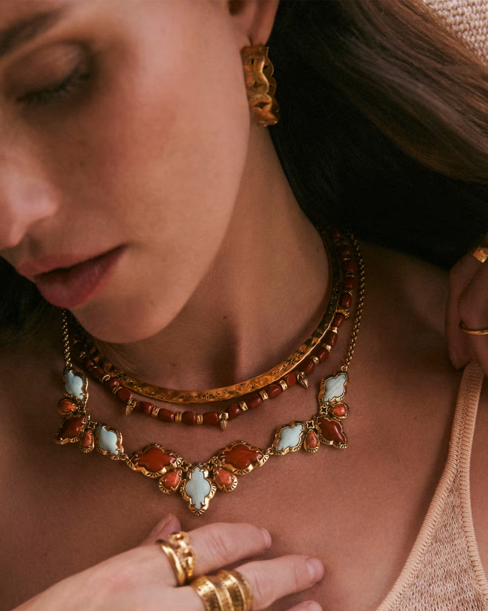 Shera Vintage Gold Beaded Necklace