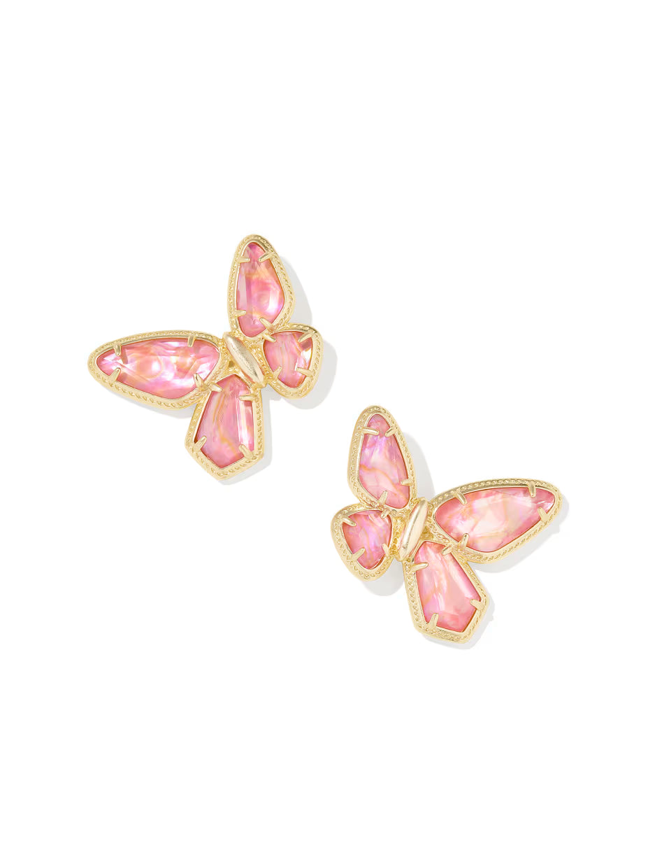 Dolly Parton x Kendra Scott Vintage Silver Butterfly Stud Earrings in Ivory Mother-of-Pearl