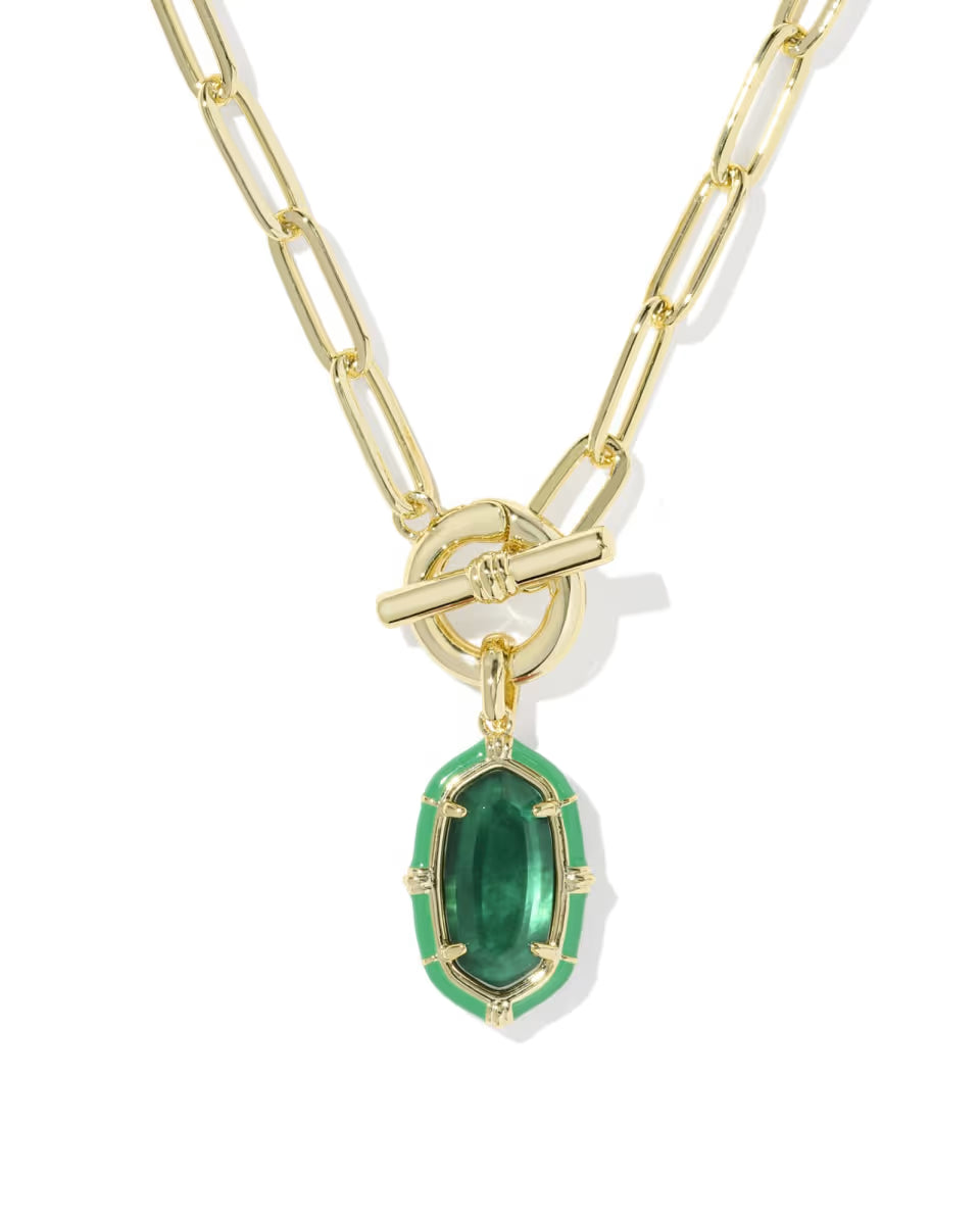 Elisa Gold Enamel Link and Chain Necklace