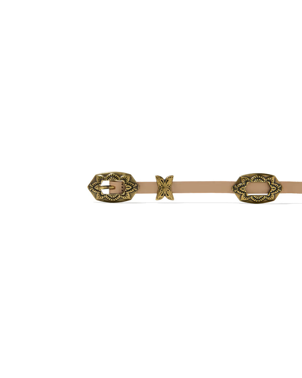 Concho Thin Belt in Taupe Leather