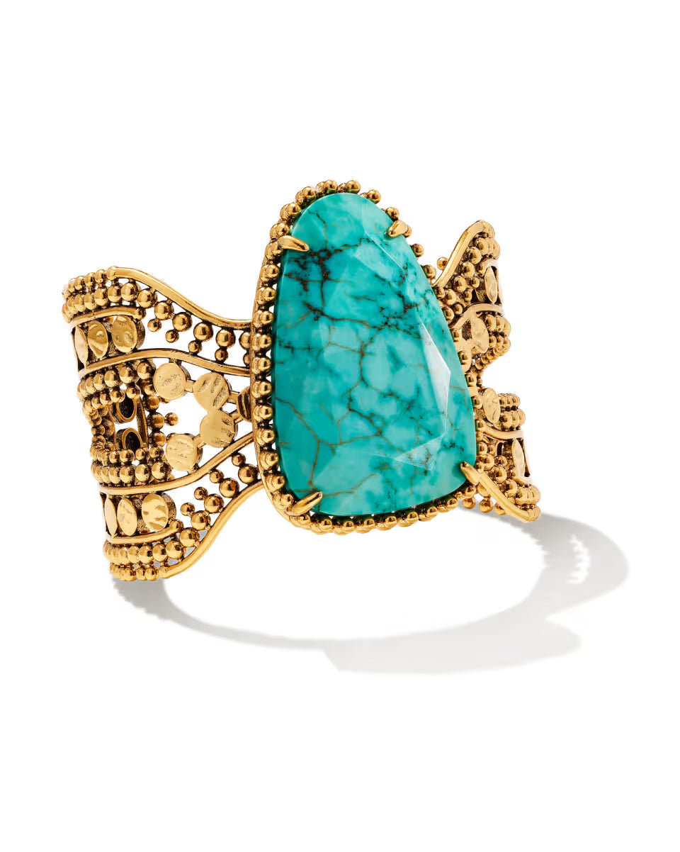 Abena Vintage Silver Statement Bracelet in Variegated Turquoise Magnesite