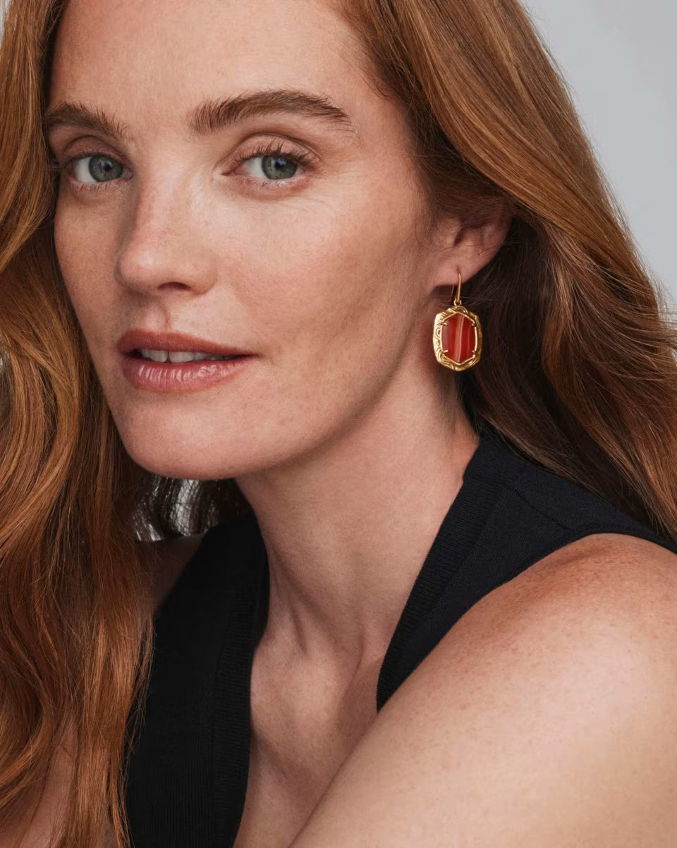 Tiger Striped Daphne Gold Drop Earrings