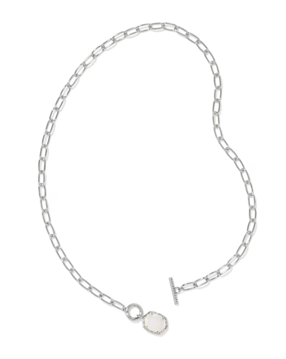 Daphne Convertible Silver Link and Chain Necklace in Variegated Turquoise Magnesite
