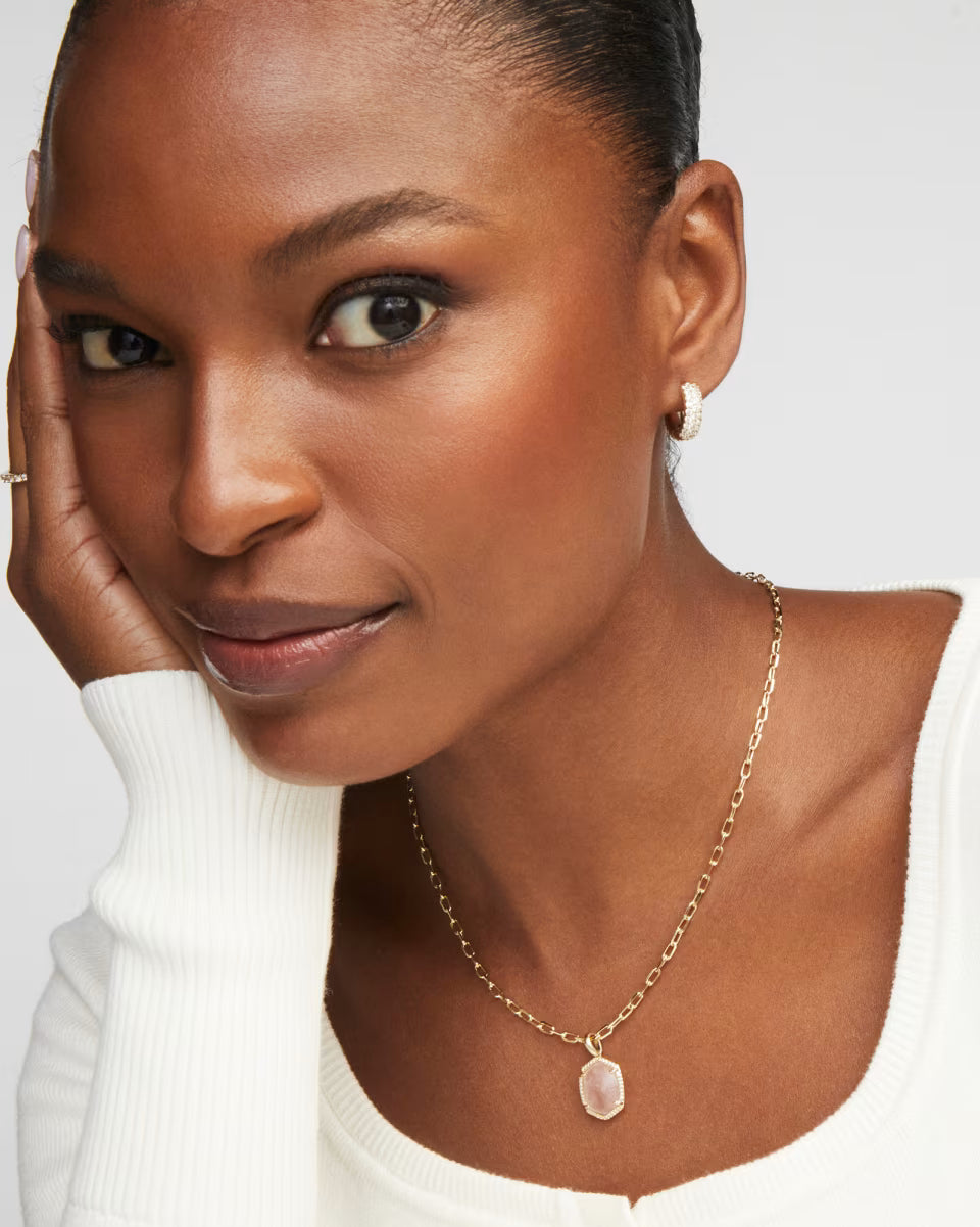 Daphne Gold Pave Frame Short Pendant Necklace