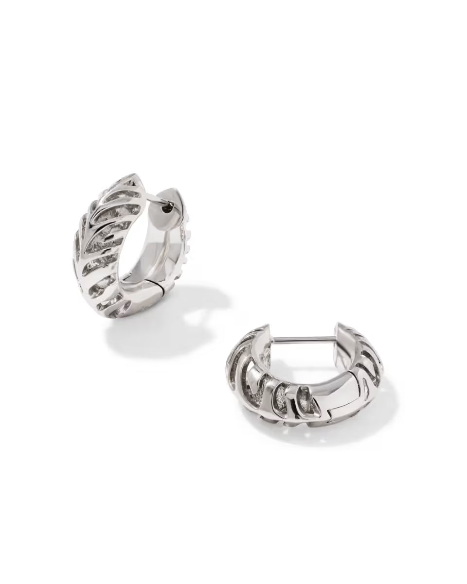 Tiger Striped Mikki Vintage Silver Huggie Earrings