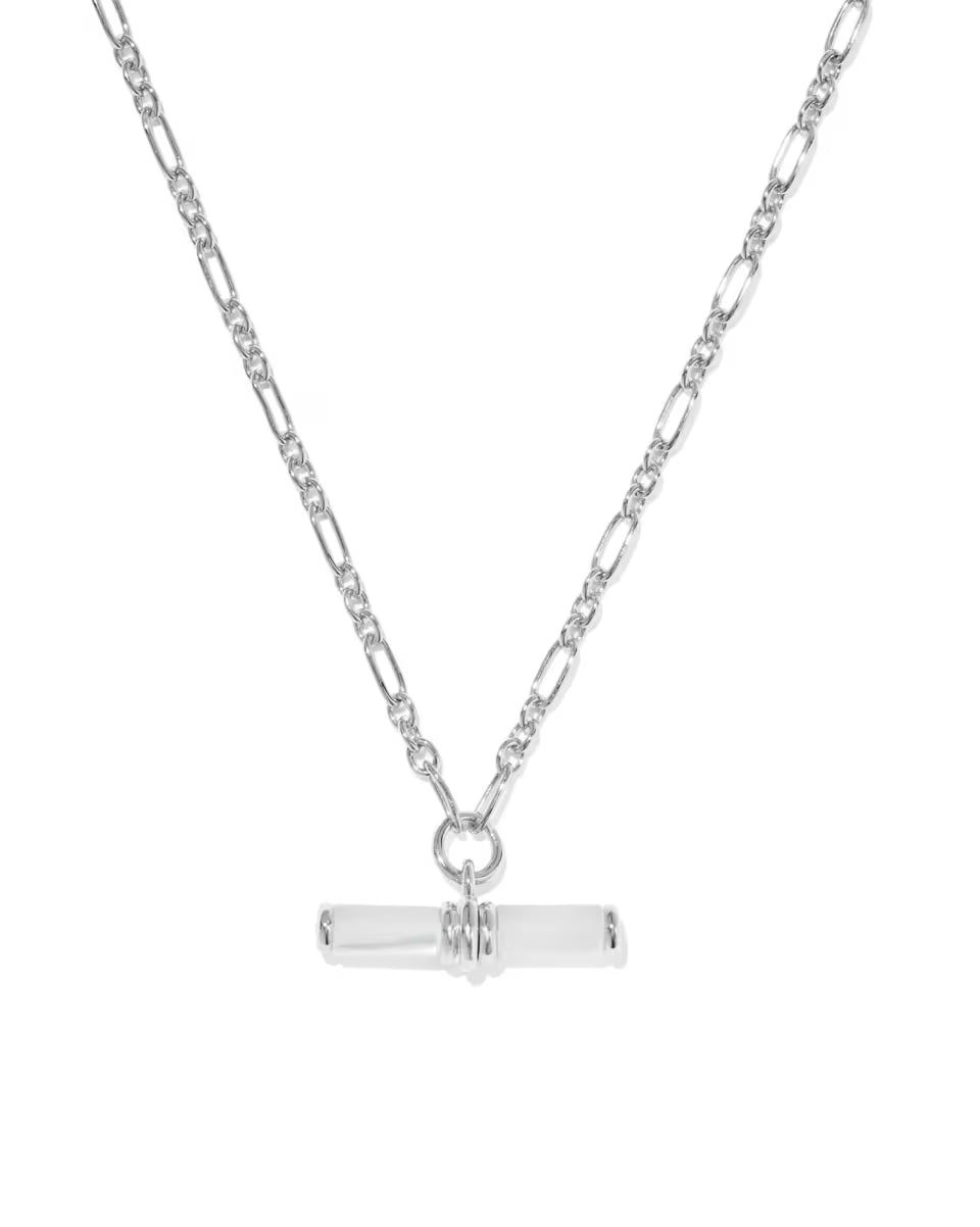 Bree Silver Beaded T Bar Short Pendant Necklace