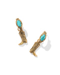Beau Vintage Silver Boot Huggie Earrings in Sea Green Chrysocolla